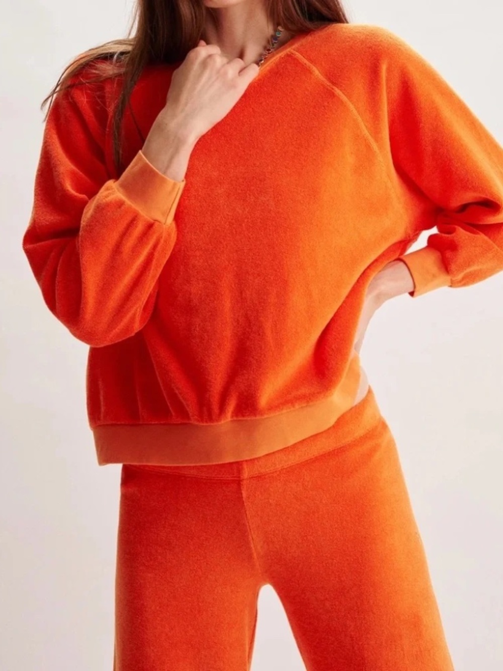 Suzi Kondi Samos Oversized Mandarin Orange Terry Sweatshirt